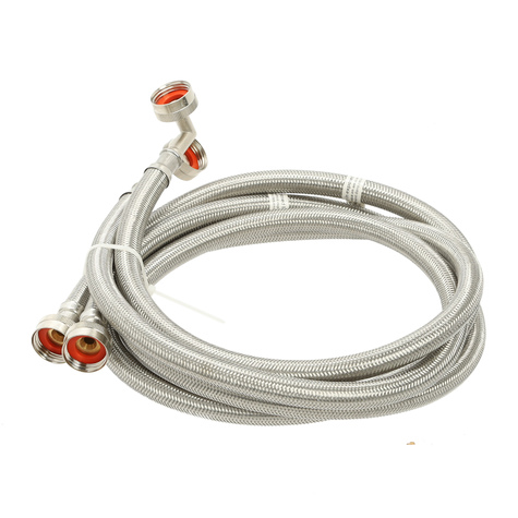 Photo 1 of 41065 5’ Stainless Steel Washing Machine Hoses with 90° Elbow - 1 Pair